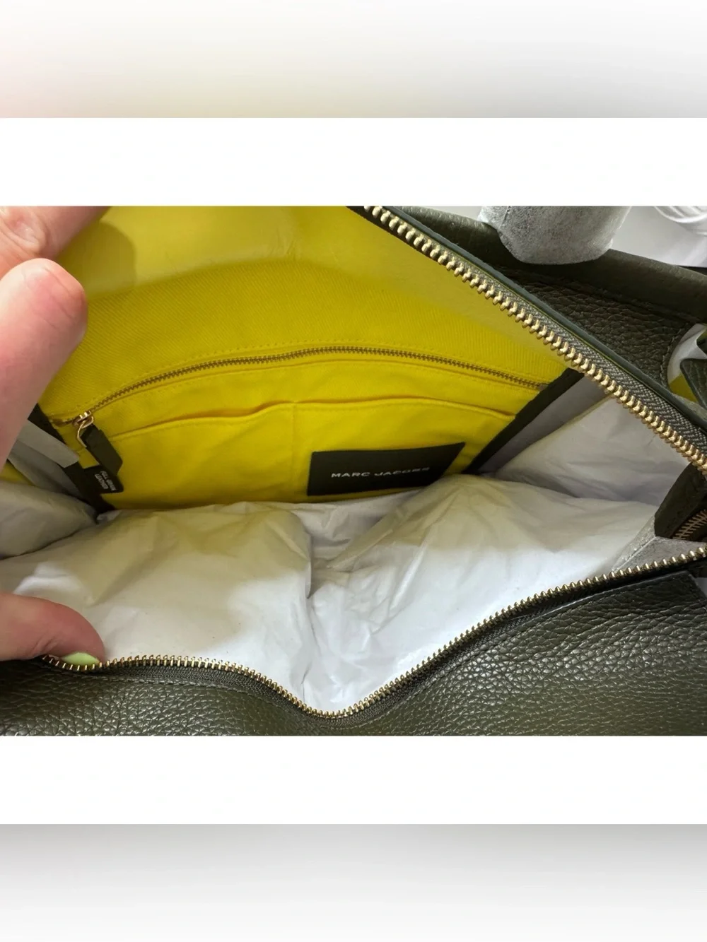 MARC JACOBS Medium Leather Tote Bag, FOREST GREEN - Picture 7 of 14